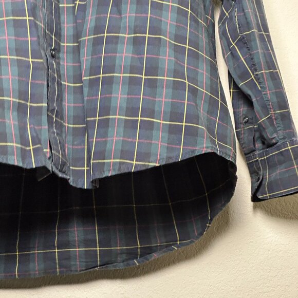 Club Room Dress Button Up Shirt Plaid Collared Formal Casual Men L Green Retro - Picture 10 of 11